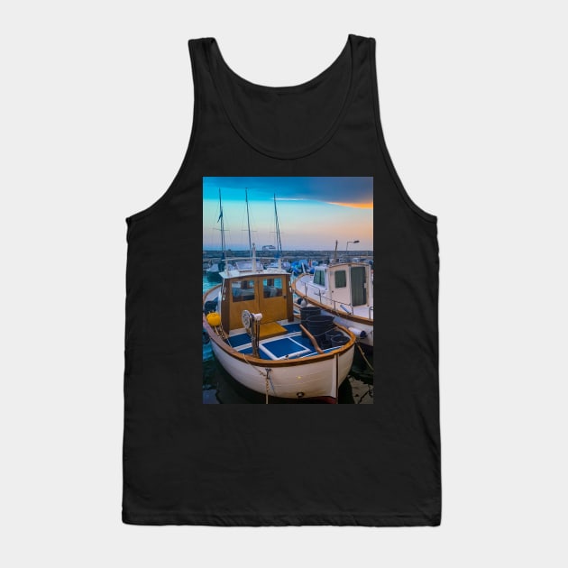 Seaport Boats Sail Summer Sunset Tank Top by eleonoraingrid